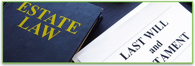 Elder Law book and Last Will & Testament document sitting on table.