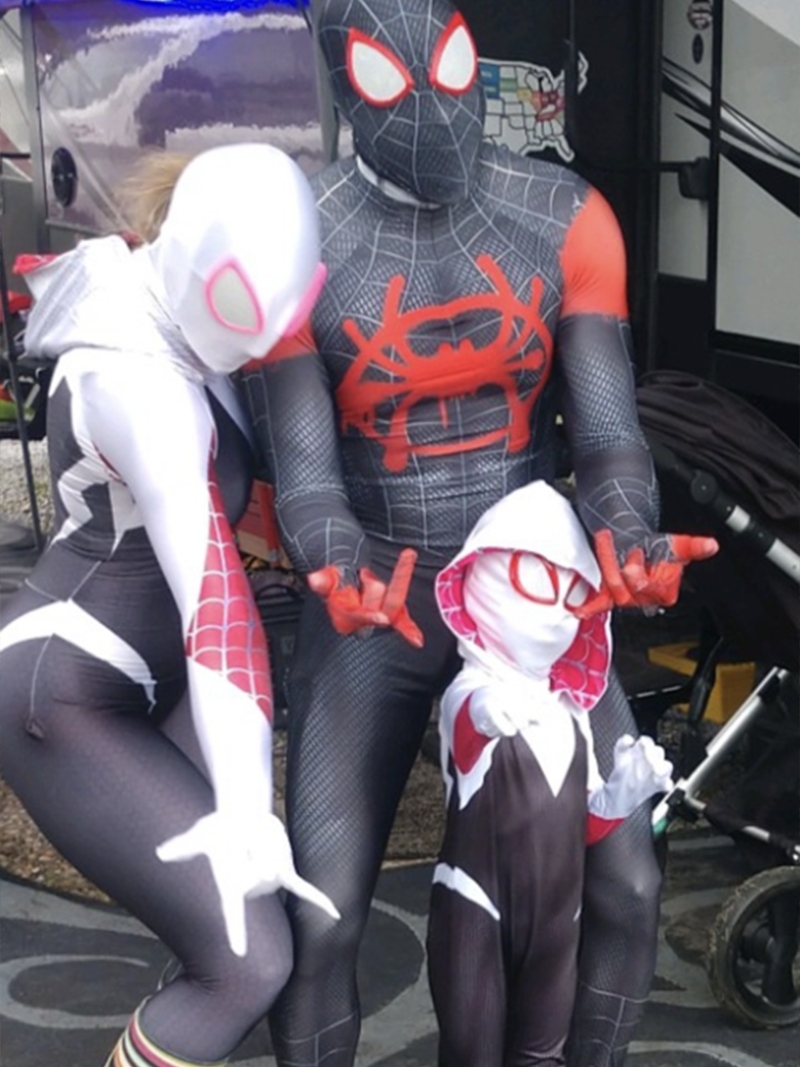 Lauren Harris's daughter dressed as Ghost Spider.