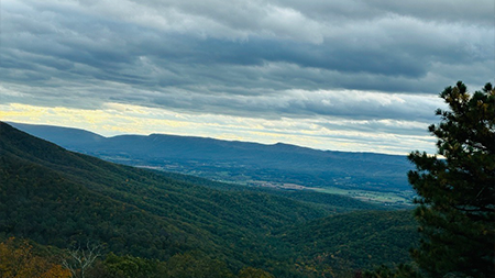 Mountains and sky.